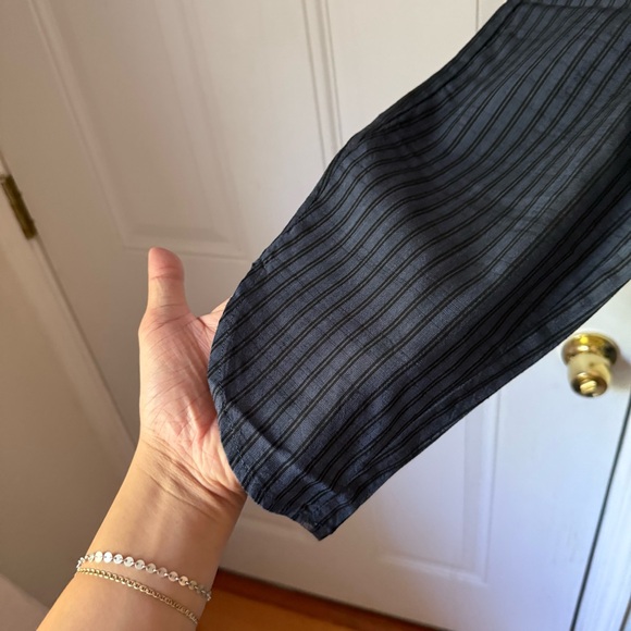 NWT MARINE LAYER blue tencel striped pull on straight leg tulip cropped pants - Picture 3 of 7